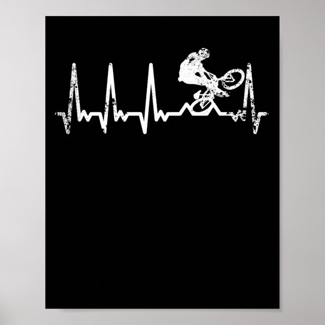 BMX heartbeat bike freestyle halfpipe heart Poster (Front)