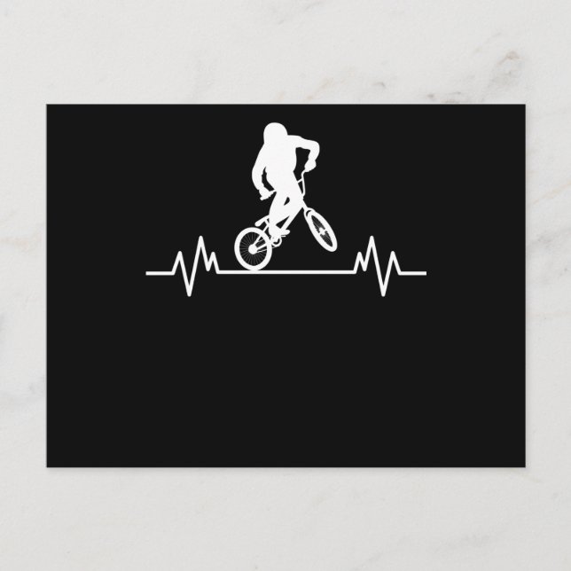 BMX Heartbeat Design Funny Rider Cycling Bike Gift Postcard (Front)