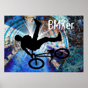 BMX in a Grunge Tunnel Poster