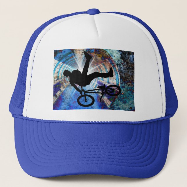 BMX in a Grunge Tunnel Trucker Hat (Front)
