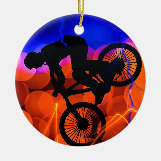 BMX in Light Crystals and Lightning Ceramic Ornament (Front)