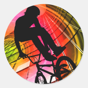 BMX in Lines & Circles Classic Round Sticker