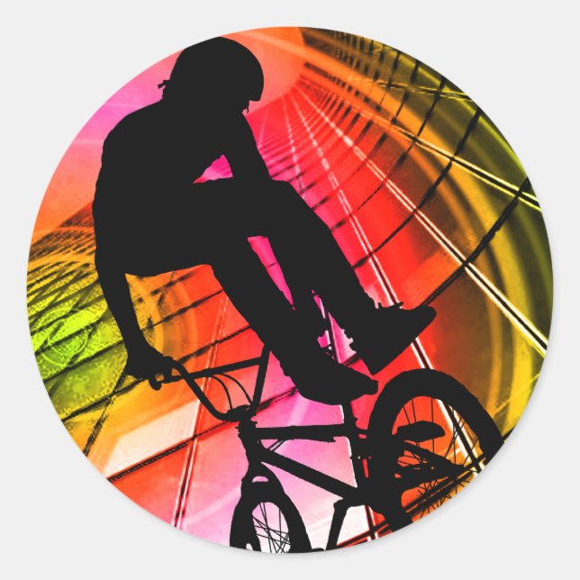 BMX in Lines & Circles Classic Round Sticker (Front)