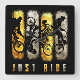 Bmx Just Ride | Bmx Gold Square Wall Clock