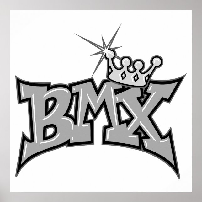 BMX king text design grayscale Poster (Front)