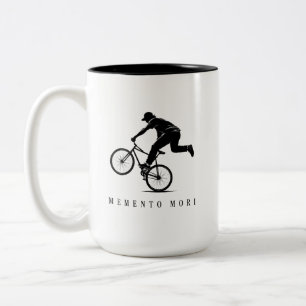 BMX Memento Mori Stoic Extreme Sports Silhouette Two-Tone Coffee Mug