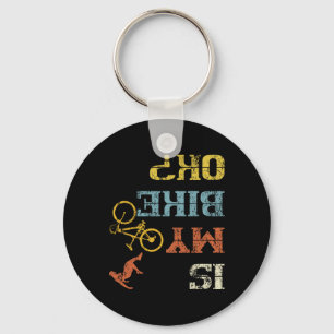 Bmx Mountain Biking Dirt Race Retro Biker Is My Bi Key Ring