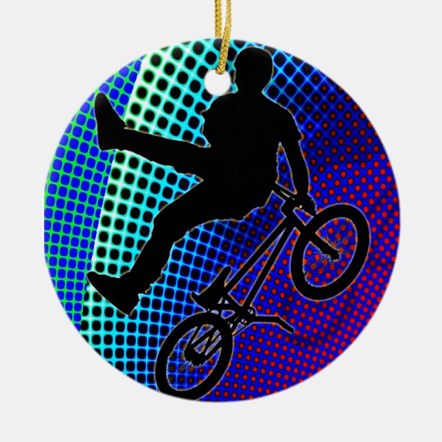 BMX on Fractal Movie Marquee Ceramic Ornament (Front)