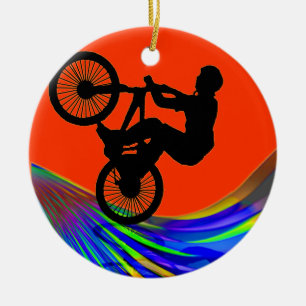 BMX on Rainbow Road Ceramic Tree Decoration