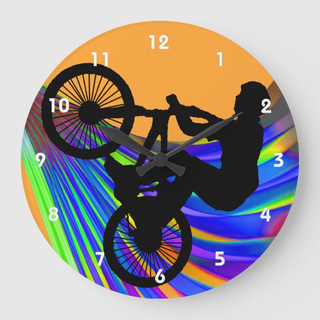 BMX on Rainbow Road Large Clock (Front)