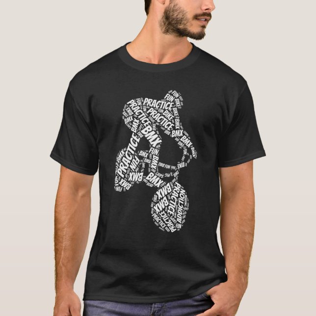 Bmx Practice Addiction Biker Bmx Rider Silhouette T-Shirt (Front)