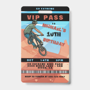 BMX Racing BIke Birthday Invitaiton ID Badge