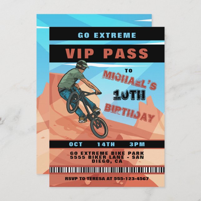 BMX Racing BIke Birthday Invitation (Front/Back)