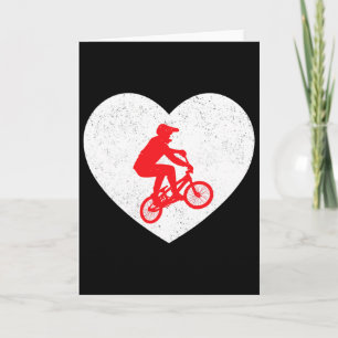 Bmx Silhouette Biker Bicycle Valentine Heart Shape Card