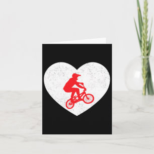 Bmx Silhouette Biker Bicycle Valentine Heart Shape Card