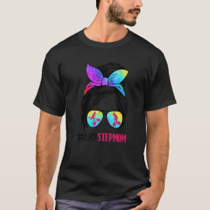 BMX Stepmom Messy Bun Hair Glasses BMX Mum Life T-Shirt