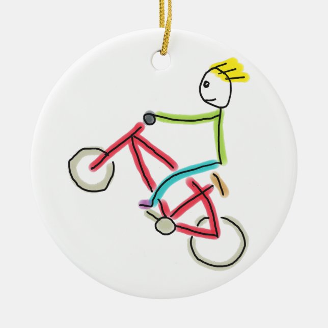 BMX Stickman Ceramic Ornament (Front)