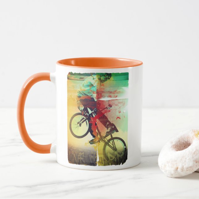 BMX Trick Bicycle Rider Mug (With Donut)