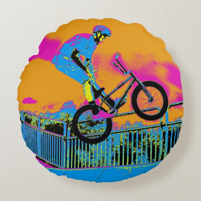 BMX Trickster - BMX Trick Bike  Round Cushion (Front)