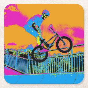 BMX Trickster - BMX Trick Bike   Square Paper Coaster