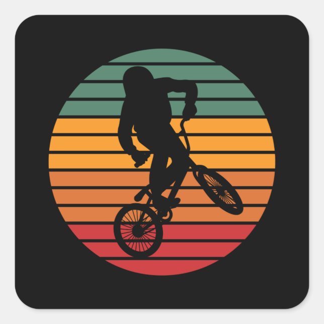 BMX Vintage Freestyle Sport Cycling Fun Bike Gift Square Sticker (Front)