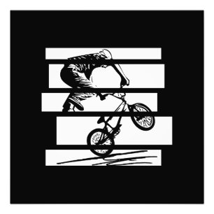 BMX Wheelie Silhouette Urban Lines Photo Print