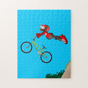 BMX young extreme cycling jumps to the emptiness Jigsaw Puzzle