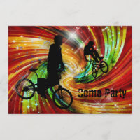 BMXers in Red and Orange Grunge Swirls