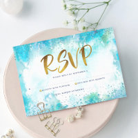 B'nai Mitzvah modern gold turquoise watercolor