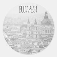 BnW Budapest landscape Classic Round Sticker