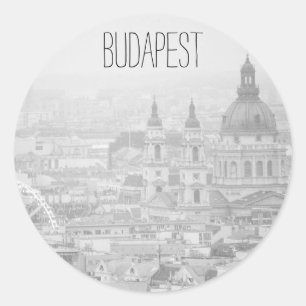BnW Budapest landscape Classic Round Sticker