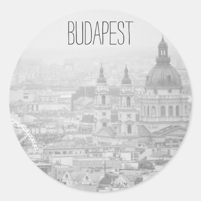 BnW Budapest landscape Classic Round Sticker (Front)