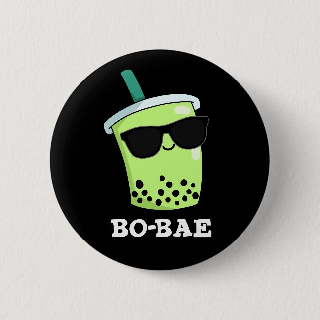 Bo-bae Funny Boba Tea Pun Dark BG 6 Cm Round Badge (Front)