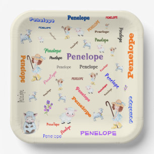 BO PEEP NURSERY RHYME Word Cloud Name Collage Paper Plate