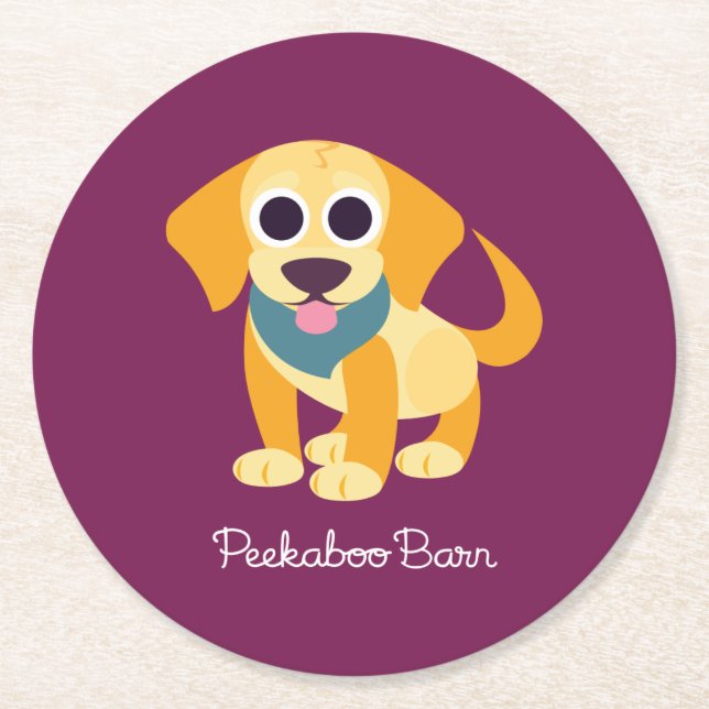 Bo the Dog Round Paper Coaster (Front)