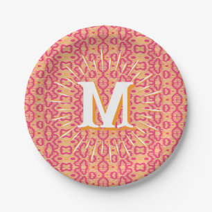 Boa Ripple in Pink + Orange Personalised Paper Plate