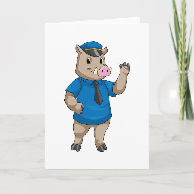 Boar as Police officer with Police hat Card (Front)