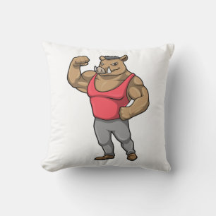 Boar Bodybuilder Bodybuilding Muscles Cushion