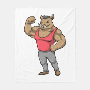 Boar Bodybuilder Bodybuilding Muscles Fleece Blanket