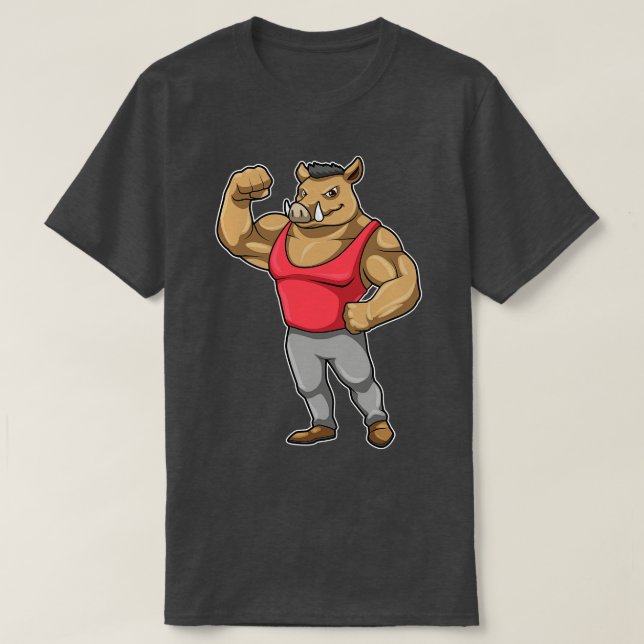 Boar Bodybuilder Bodybuilding Muscles T-Shirt (Design Front)