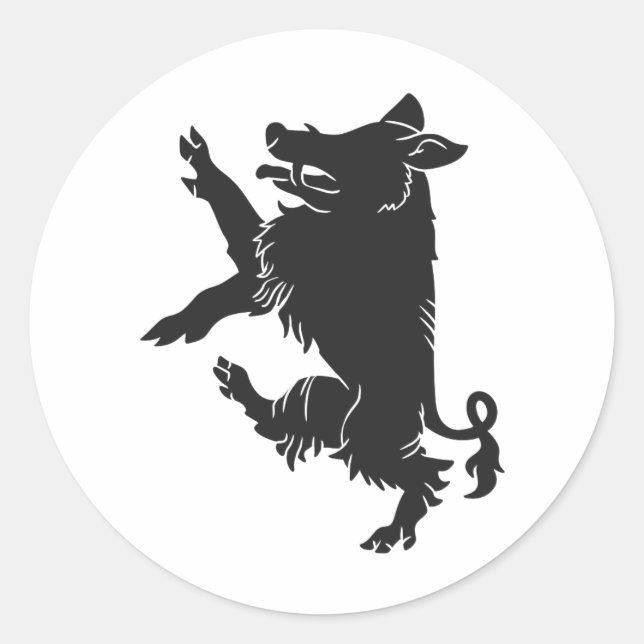 Boar  Dancing heraldry  silhouette Classic Round Sticker (Front)
