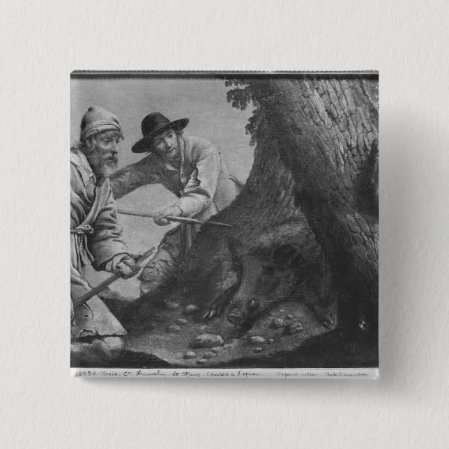 Boar hunt 15 cm square badge (Front)