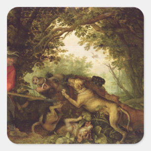 Boar Hunt, 1611 Square Sticker