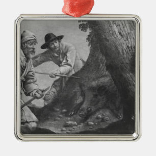 Boar hunt metal ornament