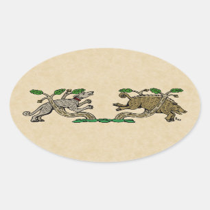 Boar Hunt Oval Sticker