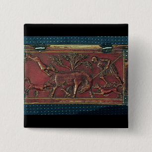 Boar Hunt, plaque from a Byzantine casket, 11th ce 15 Cm Square Badge