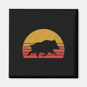 Boar Hunting - Retro Sunset Wild Pigs Boar Hunter Magnet