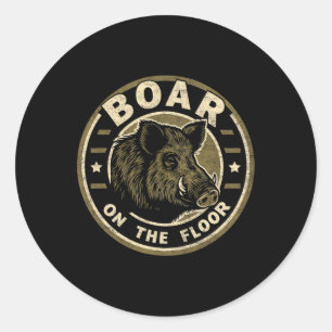 Boar On The Floor Vintage Traditional Tattoo Wild  Classic Round Sticker