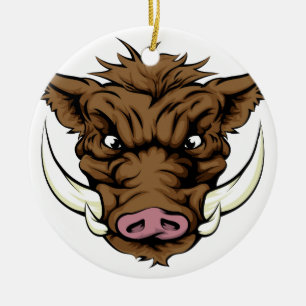 Boar sports mascot character ceramic ornament
