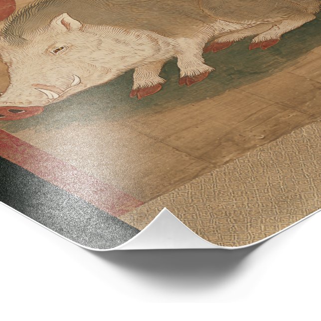 Boar Zodiac Sign Edo Period Painting Japan (Corner)